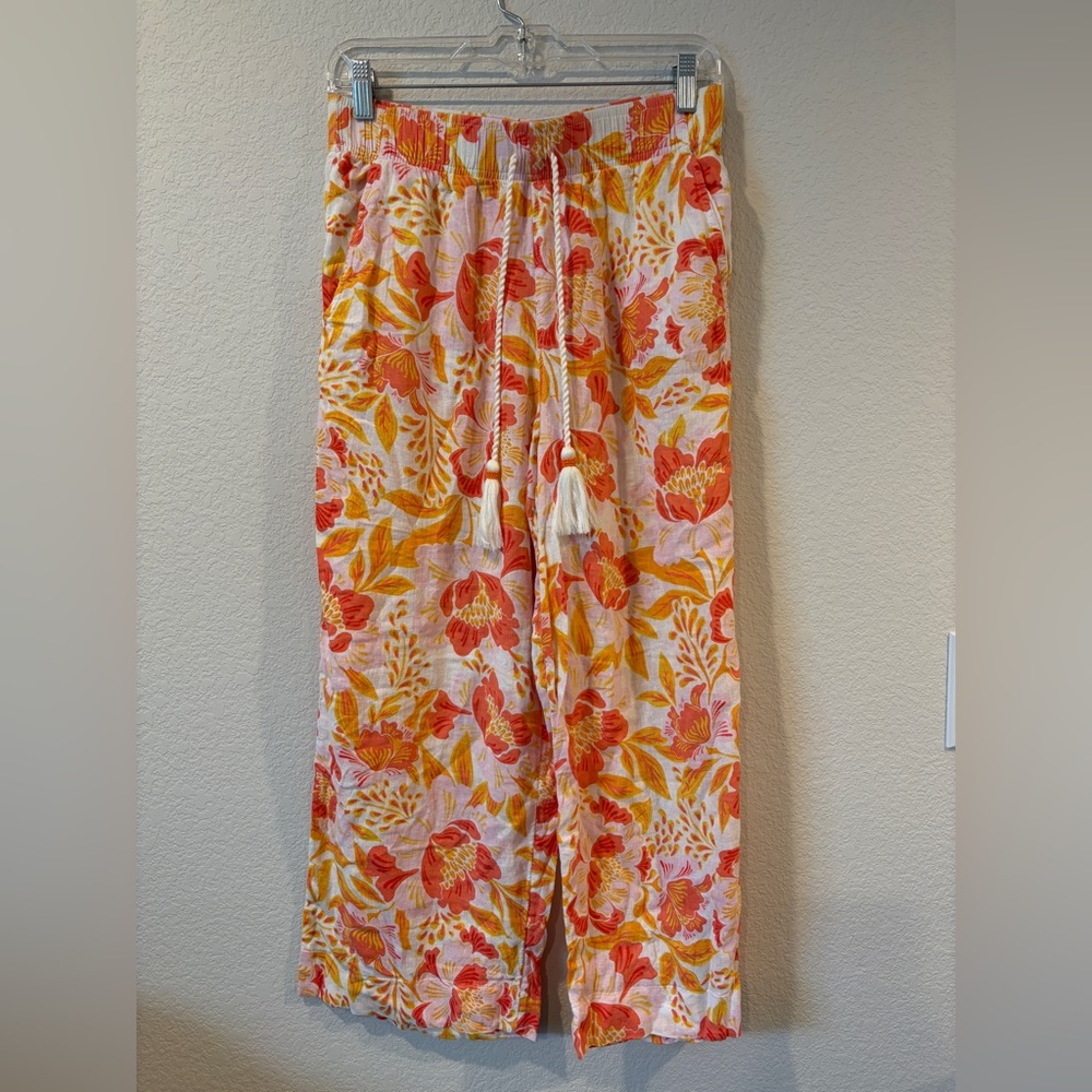 Sigrid Olsen Women’s Tropical Floral Linen Blend Summer Pant - M